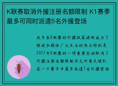 K联赛取消外援注册名额限制 K1赛季最多可同时派遣5名外援登场